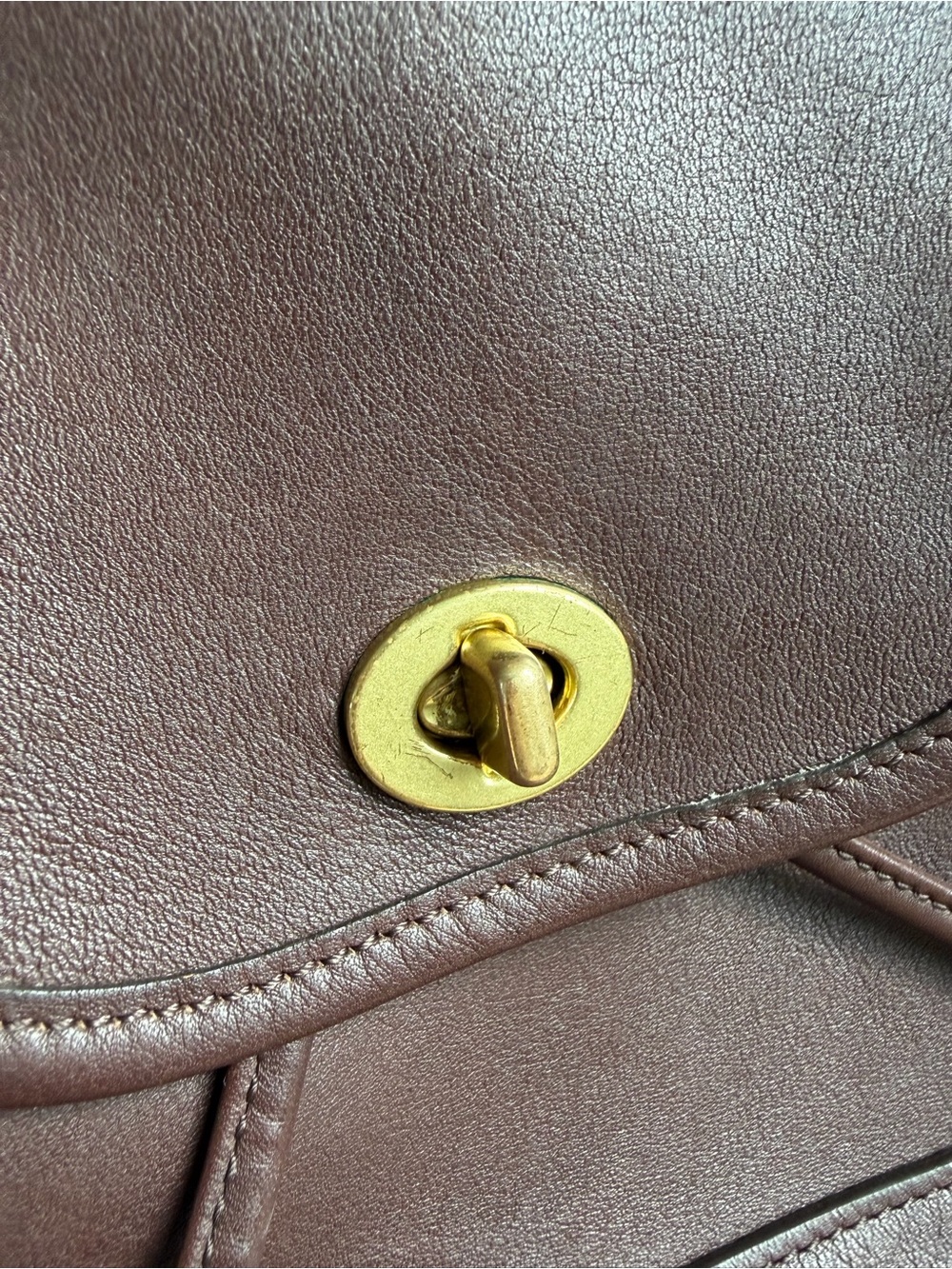Vintage Coach Brown Leather Turnlock Backpack Bag - Picture 9 of 12